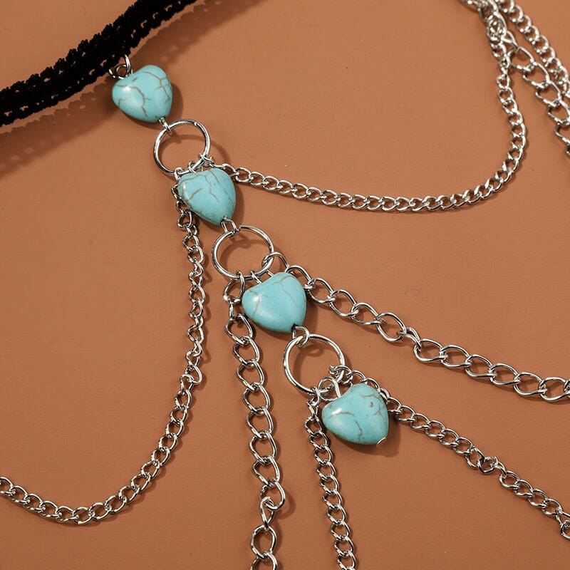 Chaine de cuisse avec coeur en pierre