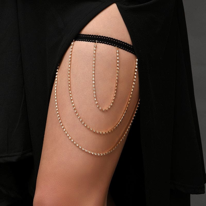 Chaine de cuisse en strass scintillant
