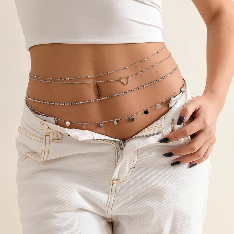 Chaine de taille multicouche dorée - Argent