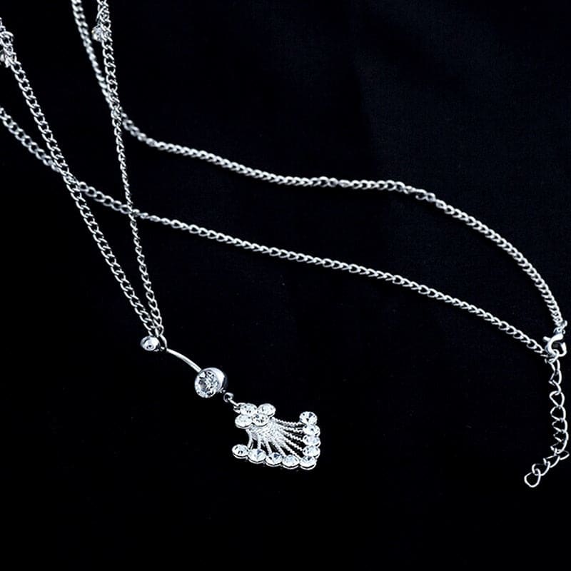 Chaine de taille nombril argentée