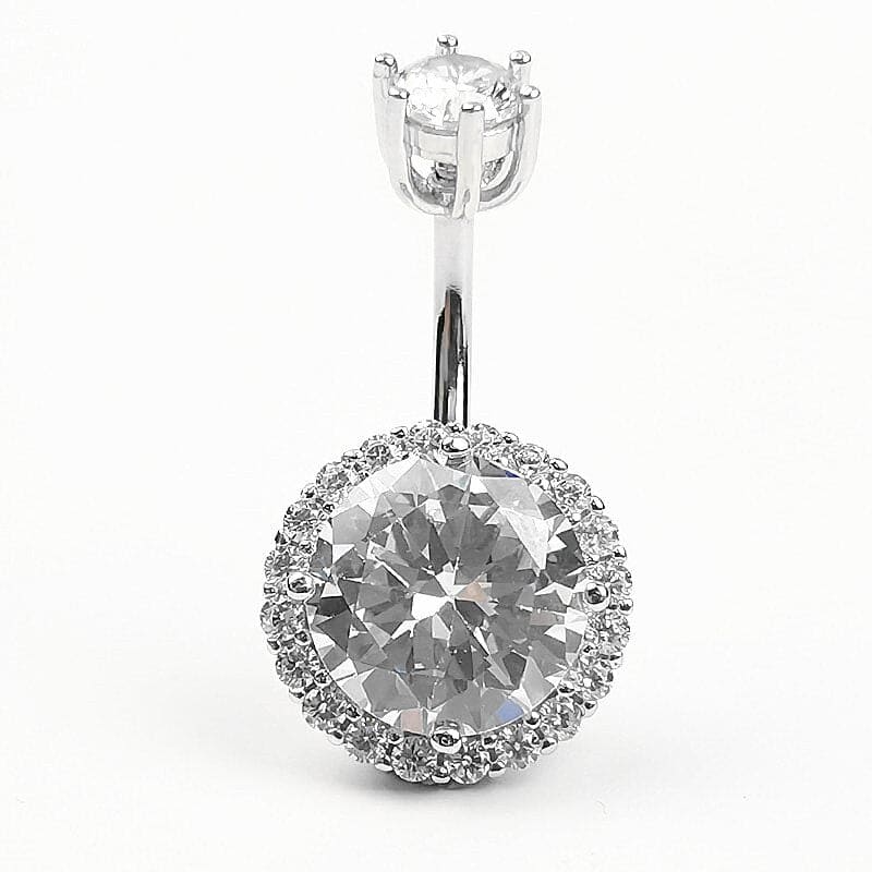 Chaine de taille nombril en argent avec gros cristal