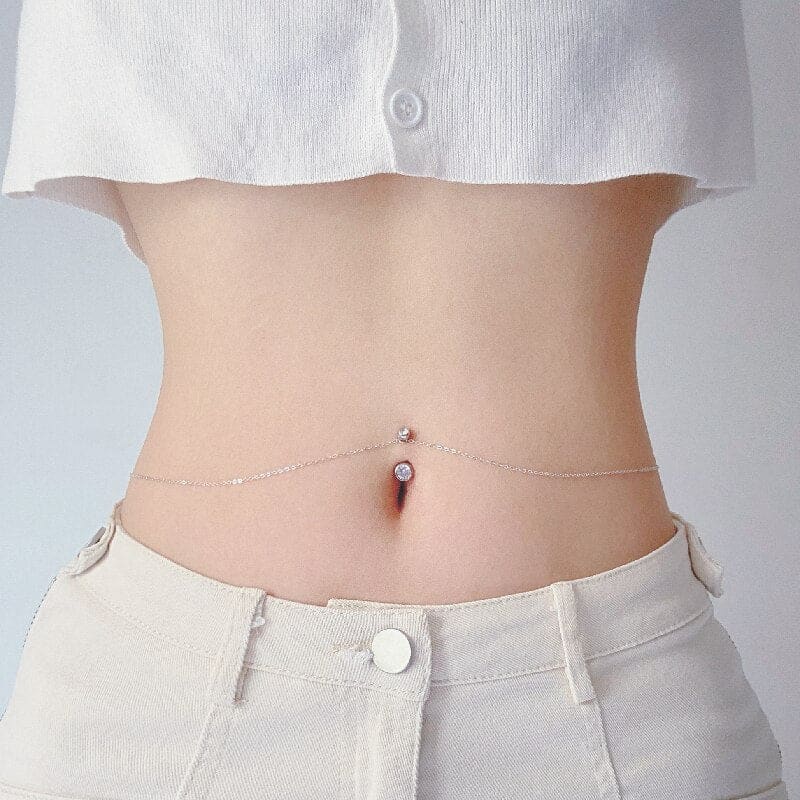 Chaine de taille nombril en argent minimaliste
