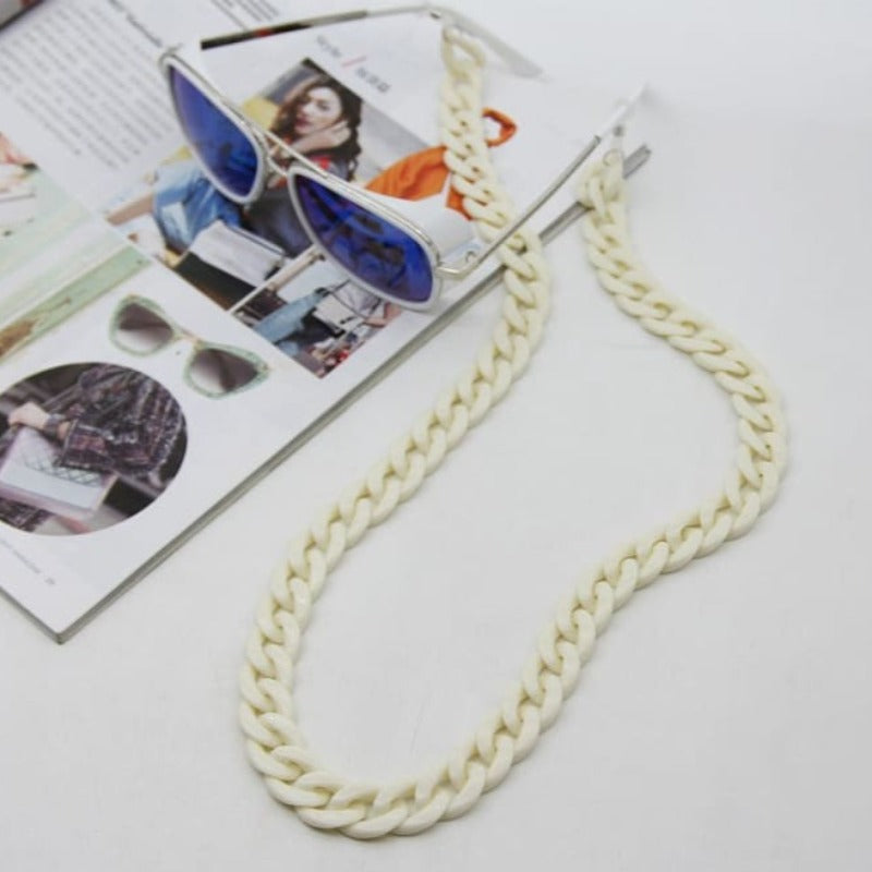 Chaine lunette grosse maille - ivory white