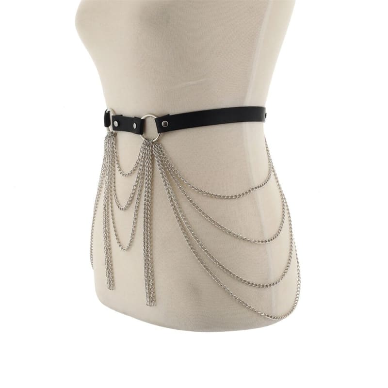 Harnais ceinture en cuir avec chaines superposéees