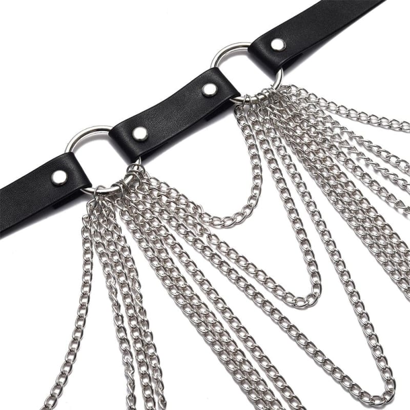 Harnais ceinture en cuir avec chaines superposéees