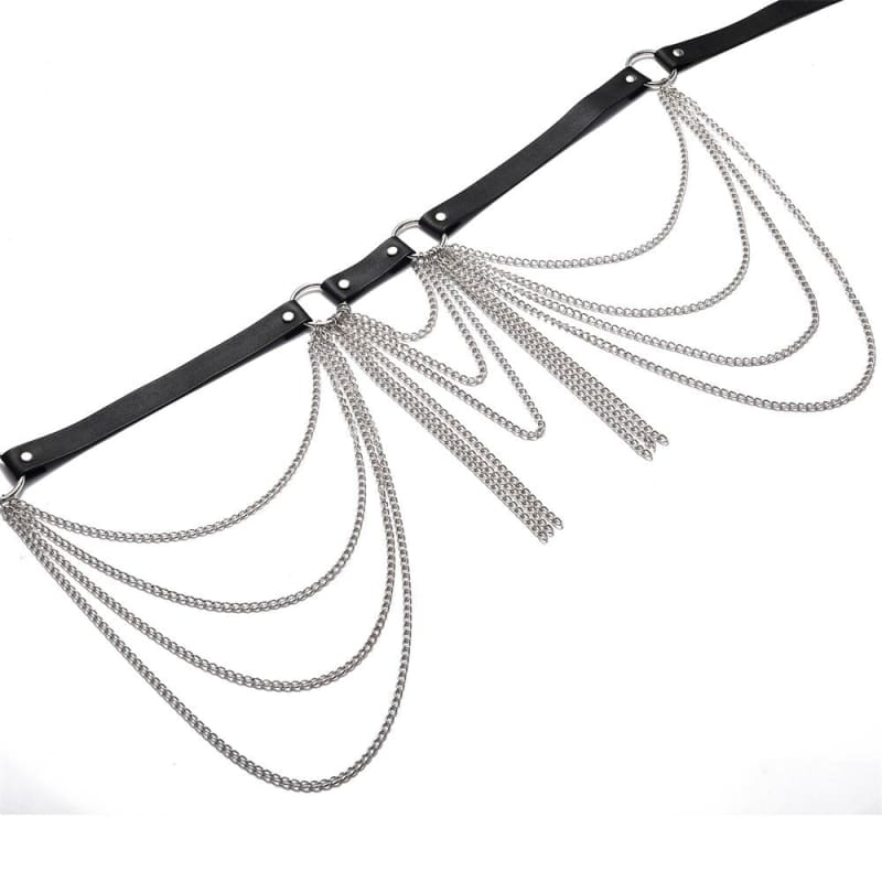Harnais ceinture en cuir avec chaines superposéees
