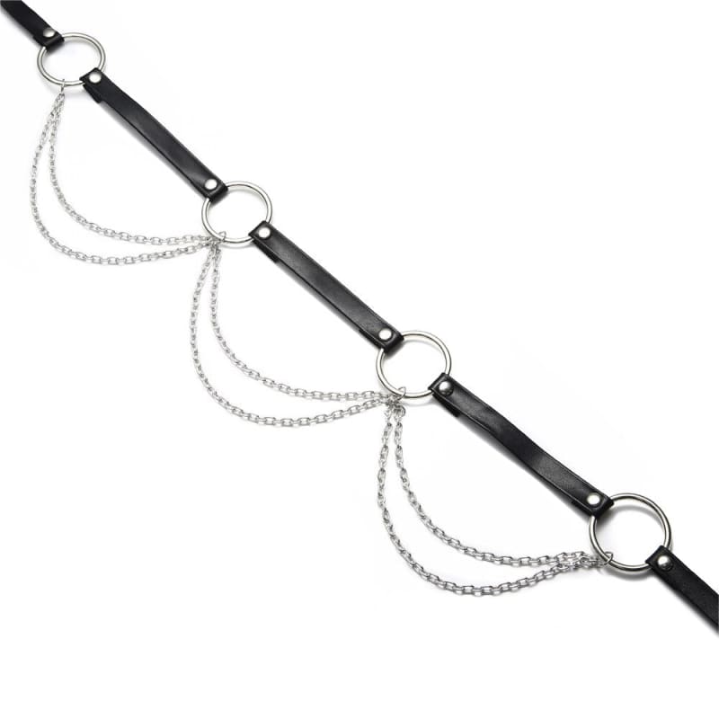 Harnais cuir ceinture avec chaine