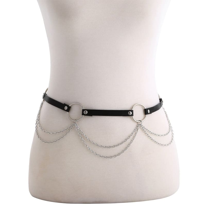 Harnais cuir ceinture avec chaine