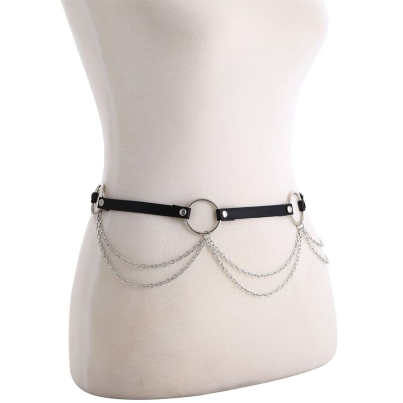 Harnais cuir ceinture avec chaine