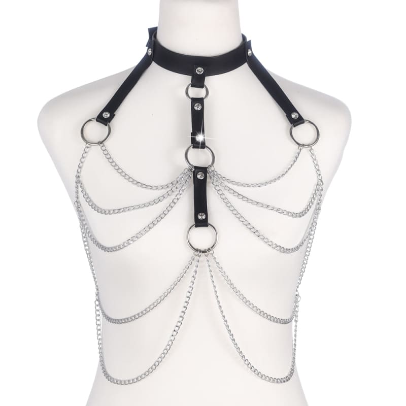 Harnais cuir en strass pour femme