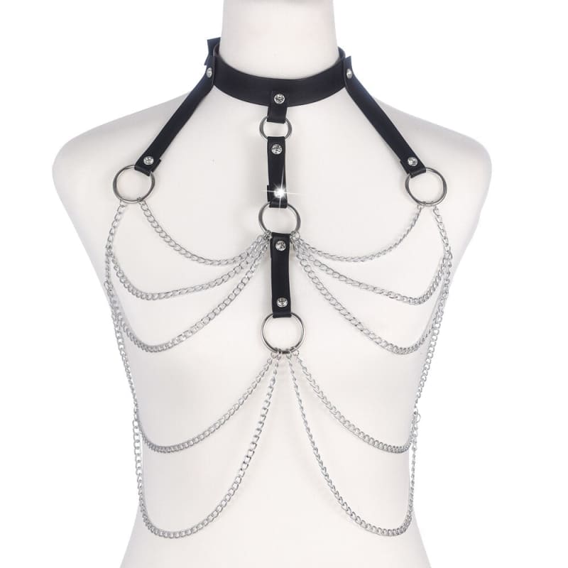 Harnais cuir en strass pour femme