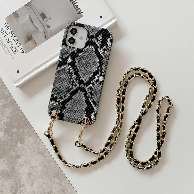 Chaine de téléphone serpent avec coque pour iPhone