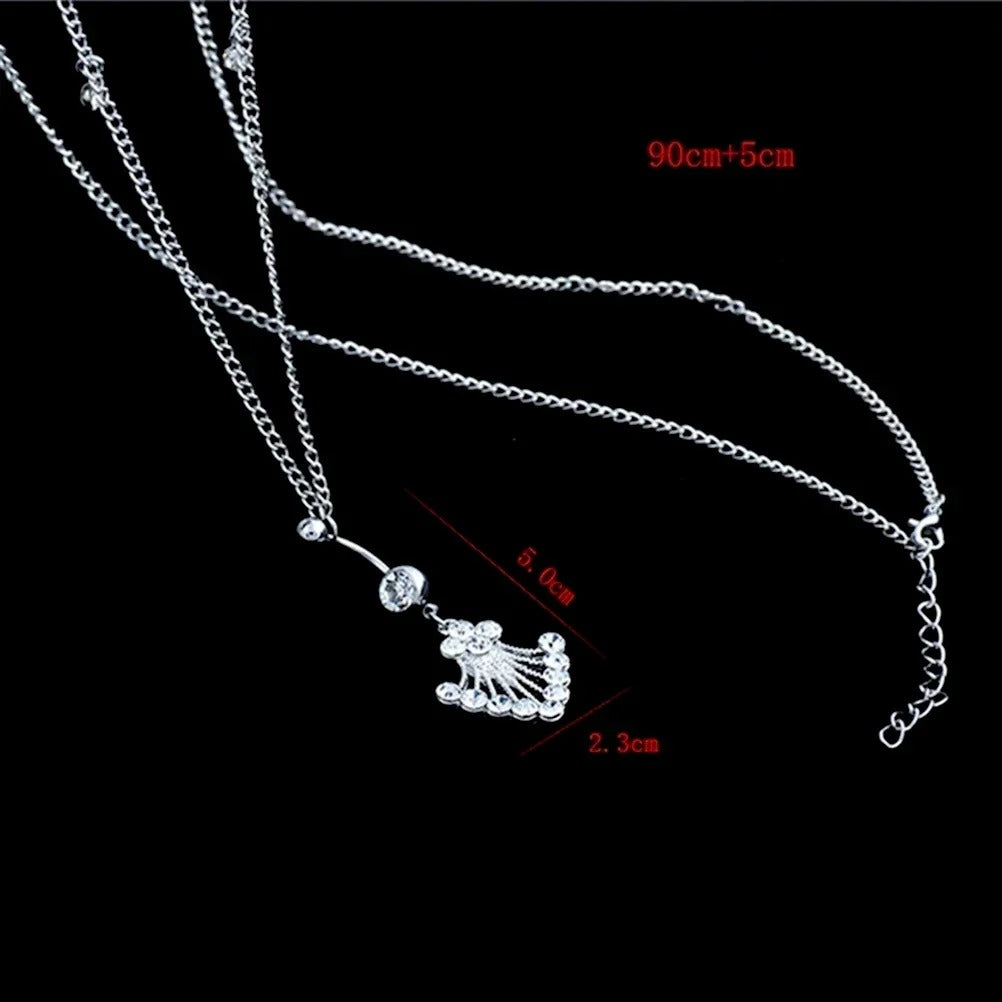 Chaine de taille nombril argentée