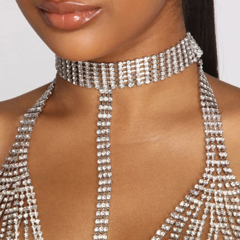 Soutien gorge strass avec collier épais