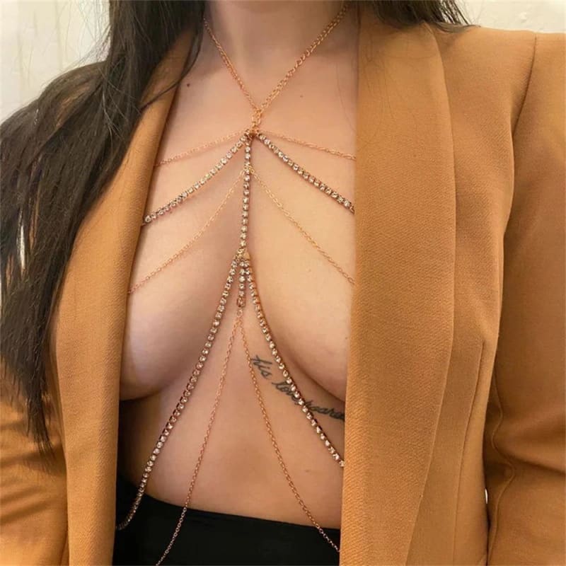 Soutien gorge strass chaine de poitrine