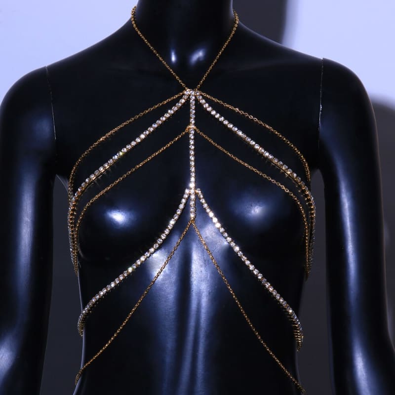 Soutien gorge strass chaine de poitrine