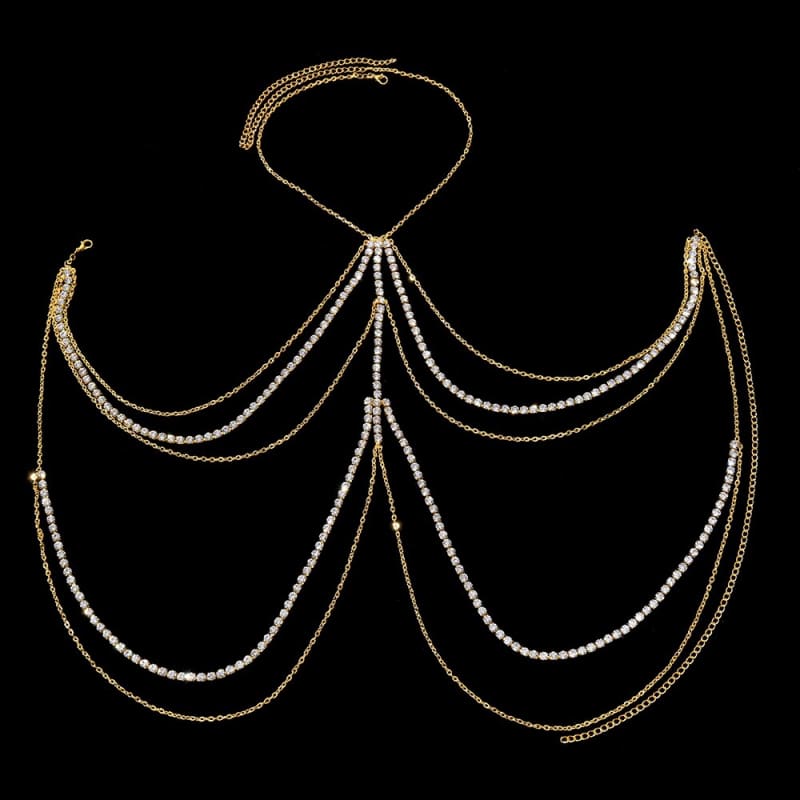 Soutien gorge strass chaine de poitrine