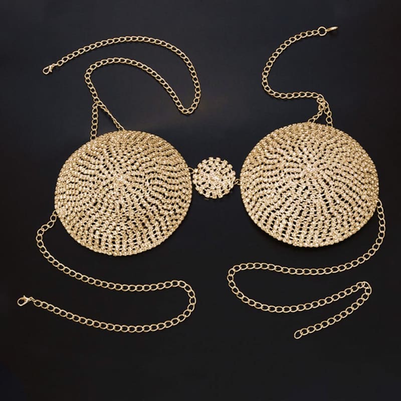 Soutien gorge strass coupe ronde - Couleur or