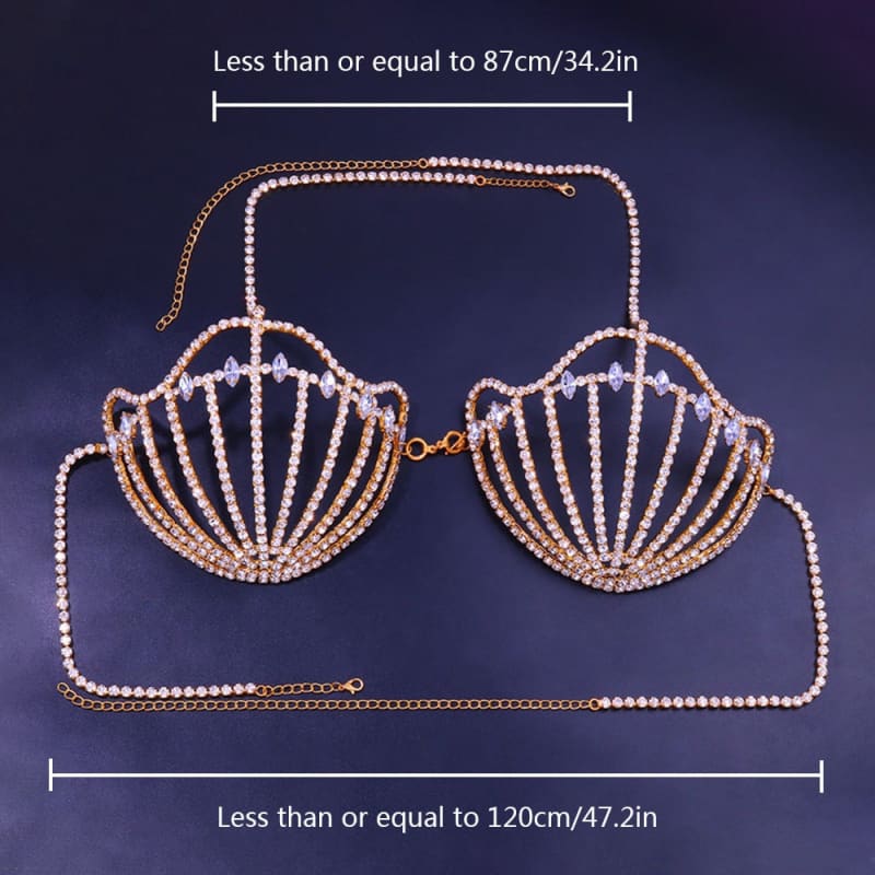 Soutien gorge strass en forme de coquillage de sirène