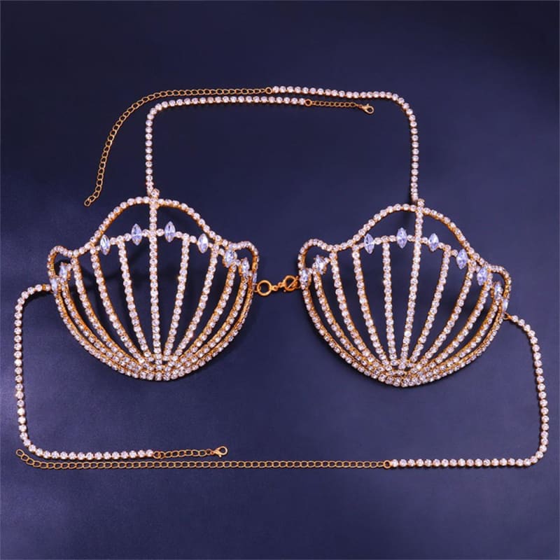 Soutien gorge strass en forme de coquillage de sirène -
