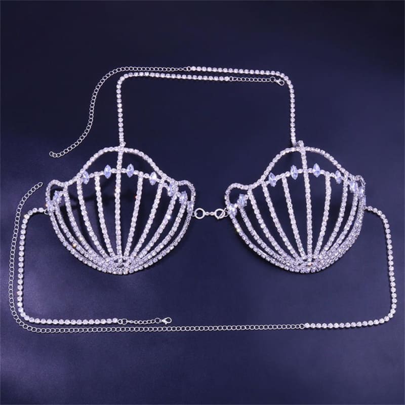 Soutien gorge strass en forme de coquillage de sirène -