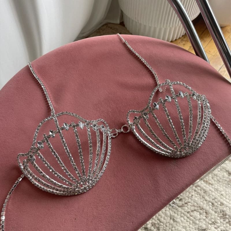 Soutien gorge strass en forme de coquillage de sirène