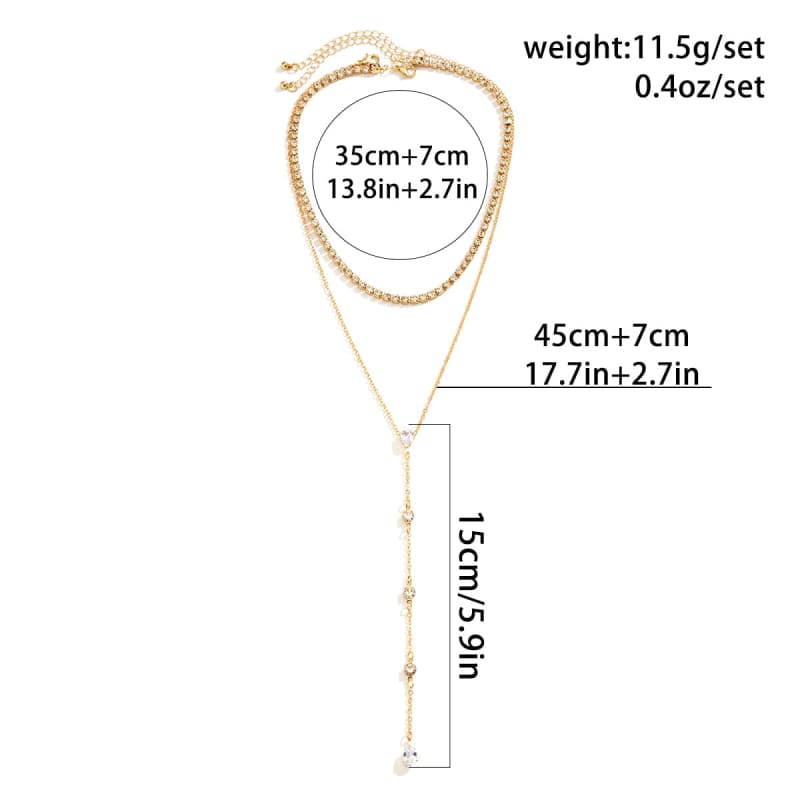 Bijou de poitrine collier chaine avec strass