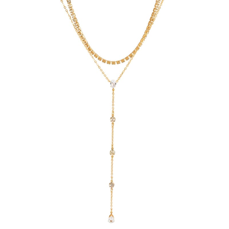 Bijou de poitrine collier chaine avec strass