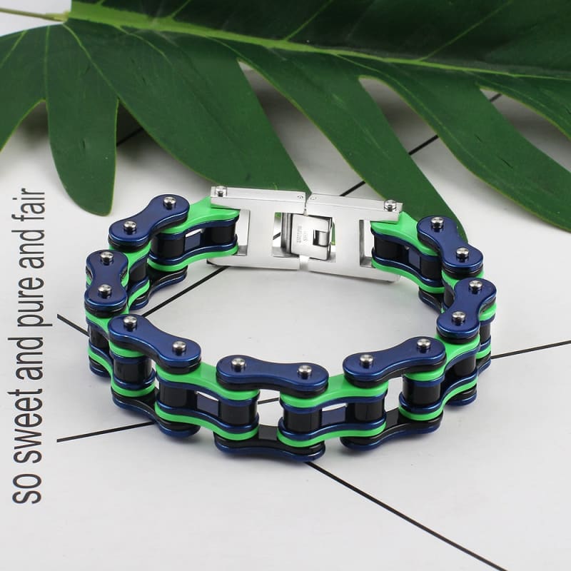 Bracelet chaine moto ktm - BlueGreen / 19cm