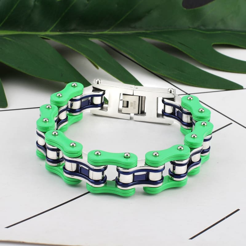 Bracelet chaine moto ktm - GreenBlue / 19cm