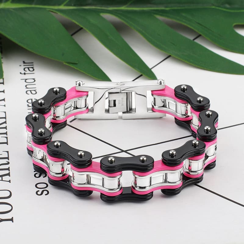 Bracelet chaine moto ktm - BlackPink / 19cm