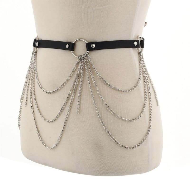 Ceinture harnais en cuir punk pour femme