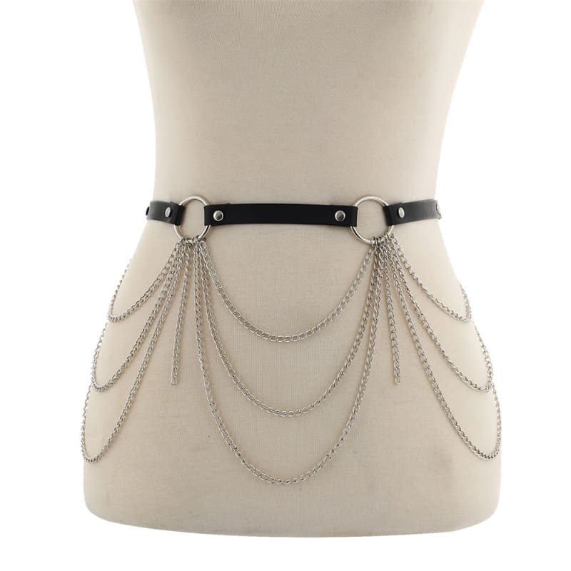 Ceinture harnais en cuir punk pour femme