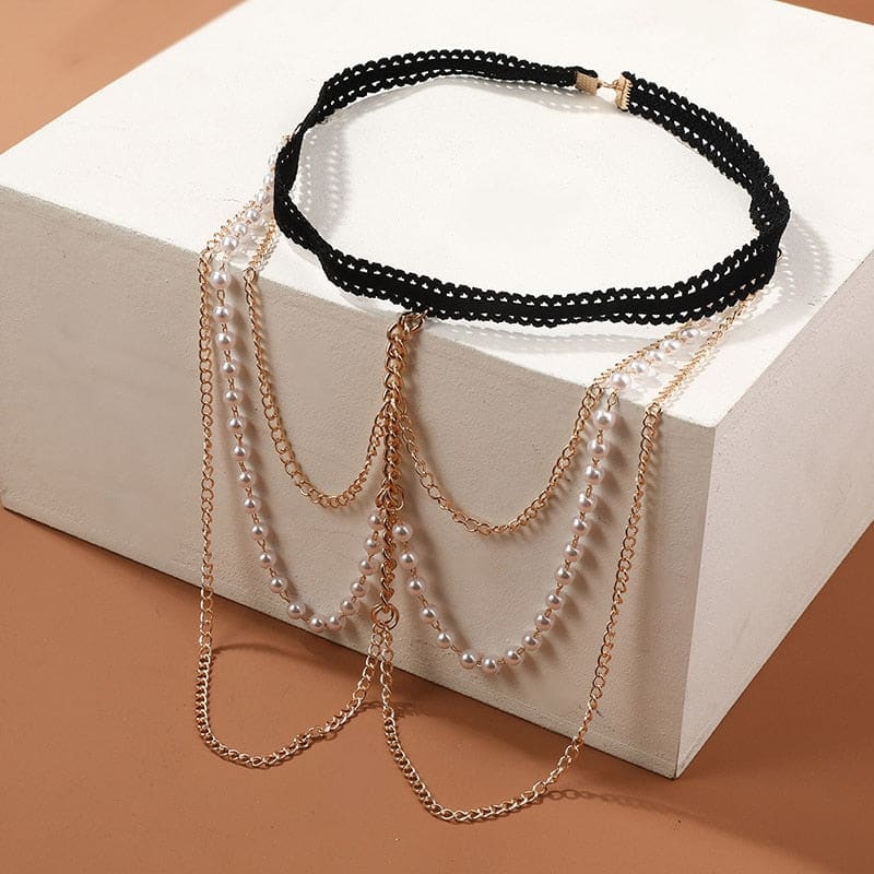 Chaine de cuisse avec perles blanches