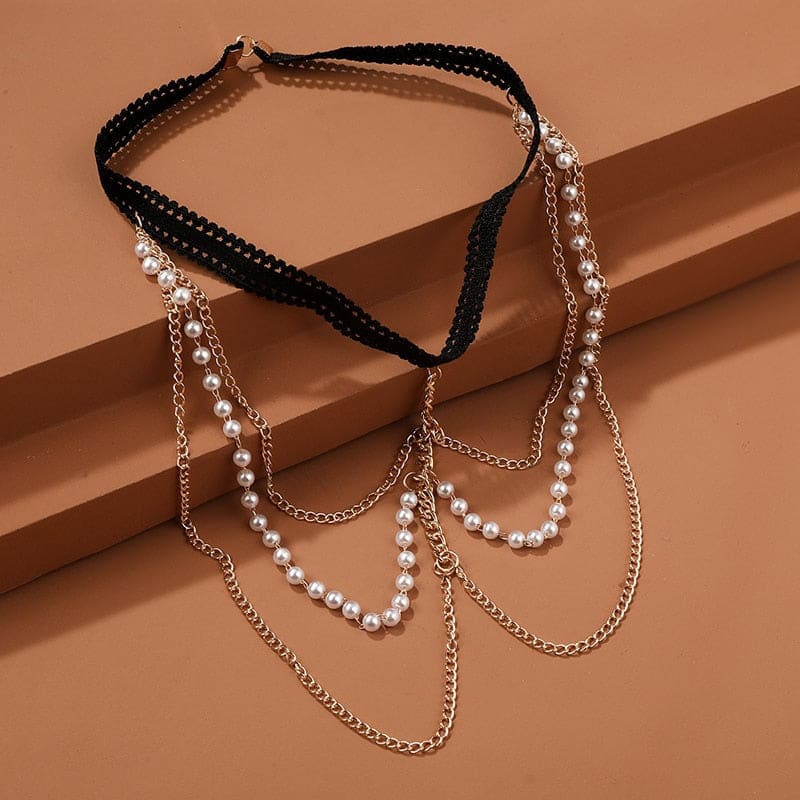 Chaine de cuisse avec perles blanches