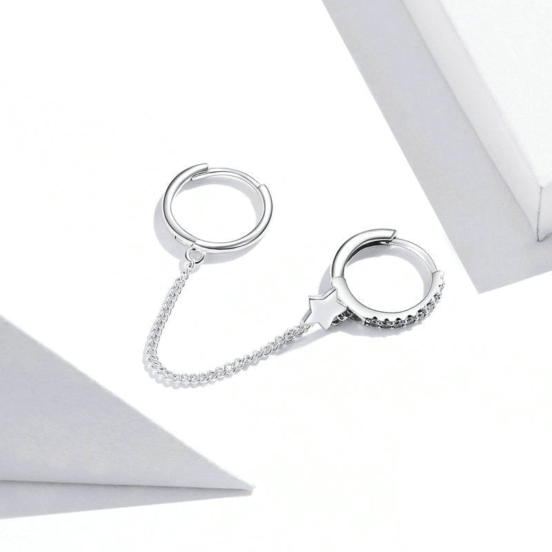 Boucle d'oreille en argent Sterling 925 avec deux trous