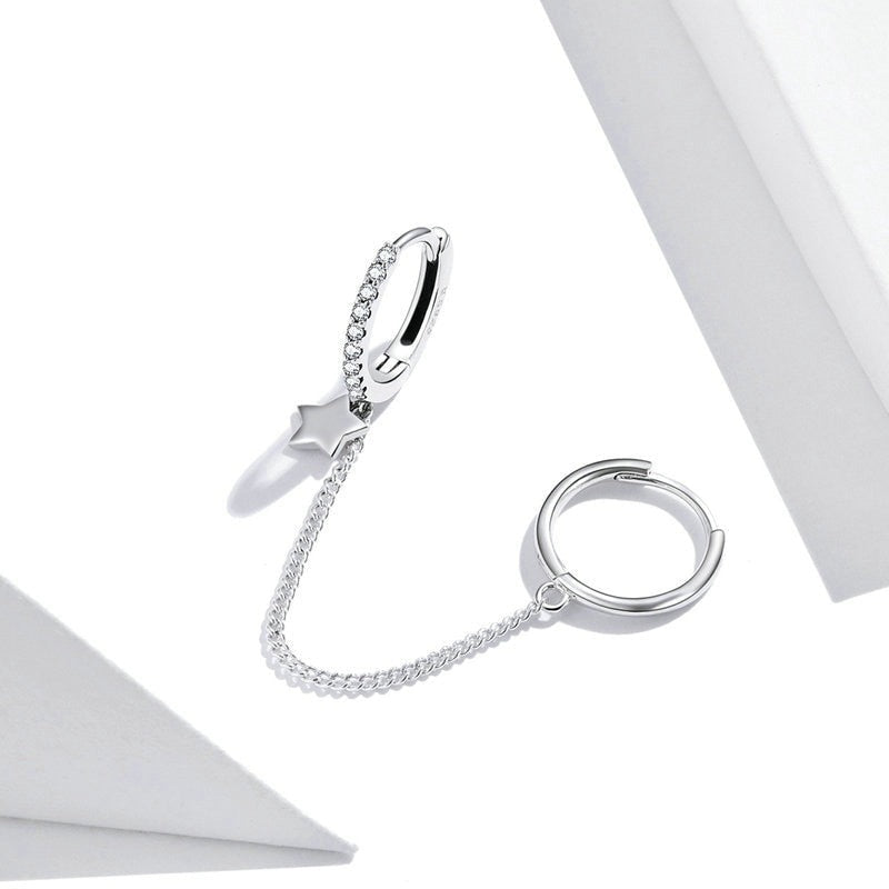 Boucle d'oreille en argent Sterling 925 avec deux trous