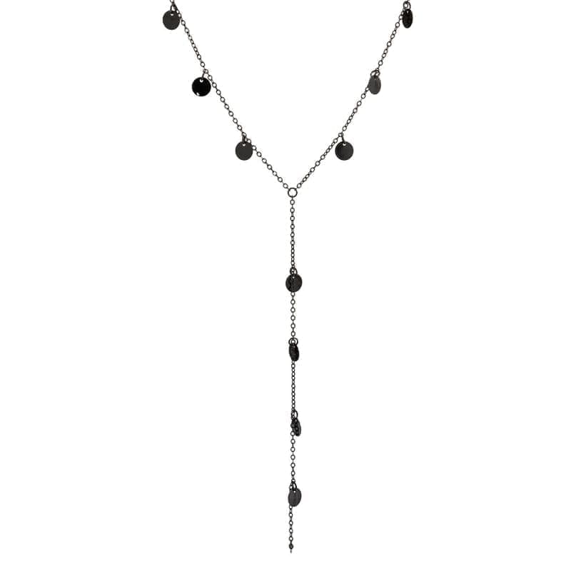Bijou collier chaine de poitrine avec pendentif noir