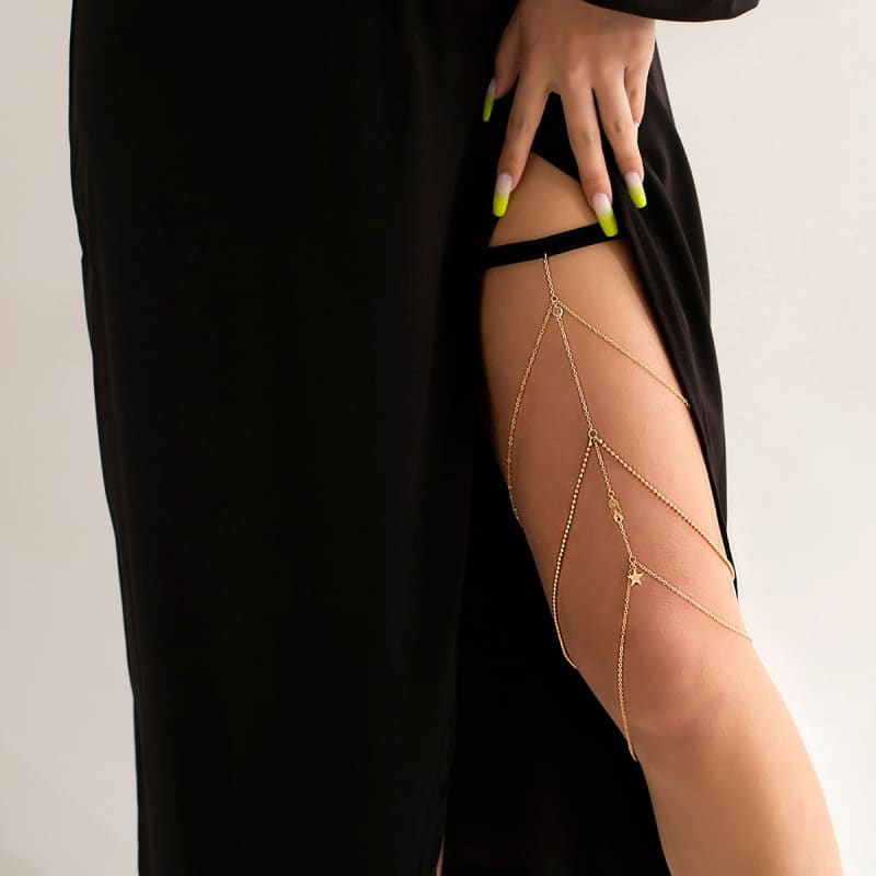 Bijou de cuisse bohème avec pendentif étoile
