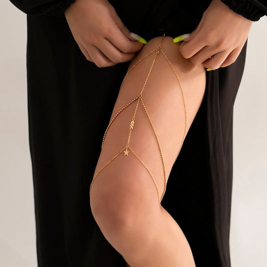 Bijou de cuisse bohème avec pendentif étoile