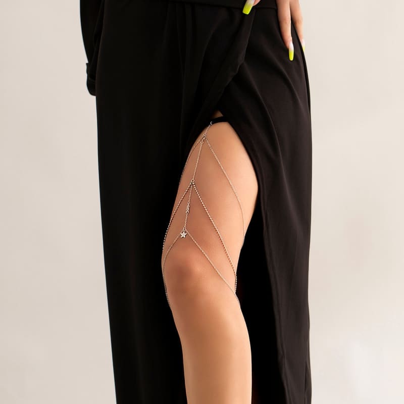 Bijou de cuisse bohème avec pendentif étoile - Couleur