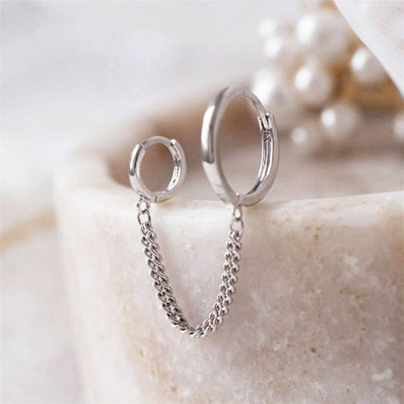 Boucle d’oreille chaine 2 trous minimaliste