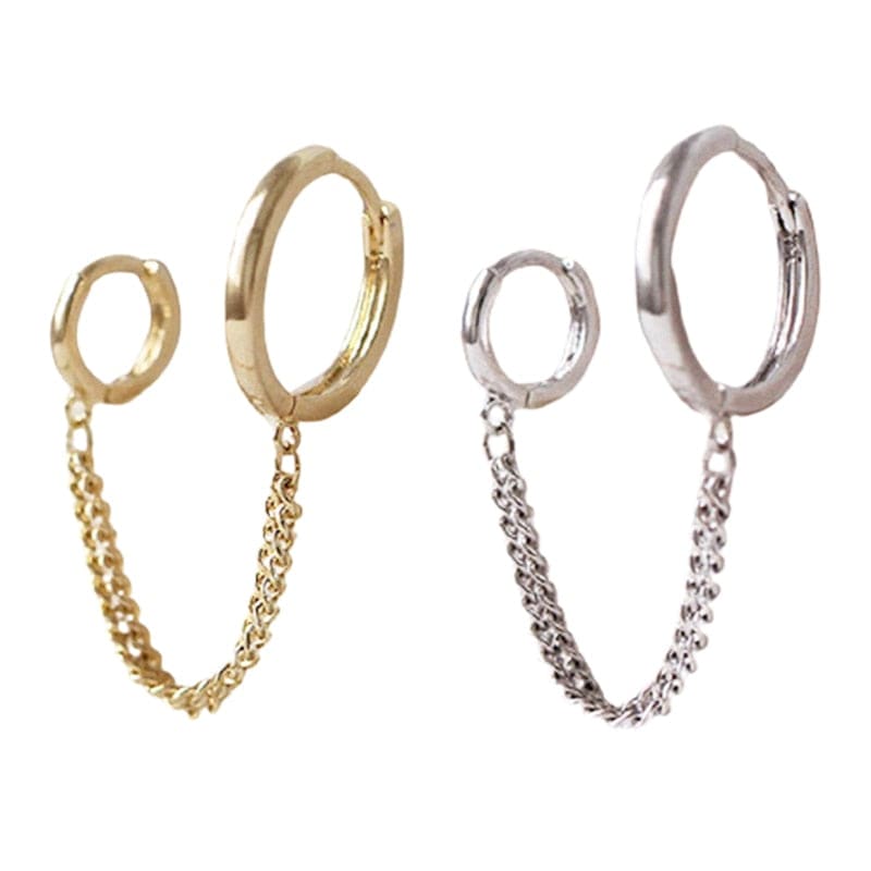 Boucle d’oreille chaine 2 trous minimaliste
