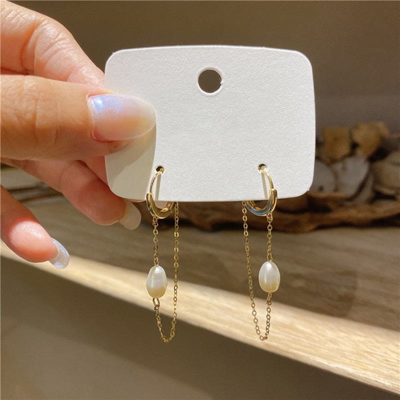 Boucle d’oreille chaine avec perle