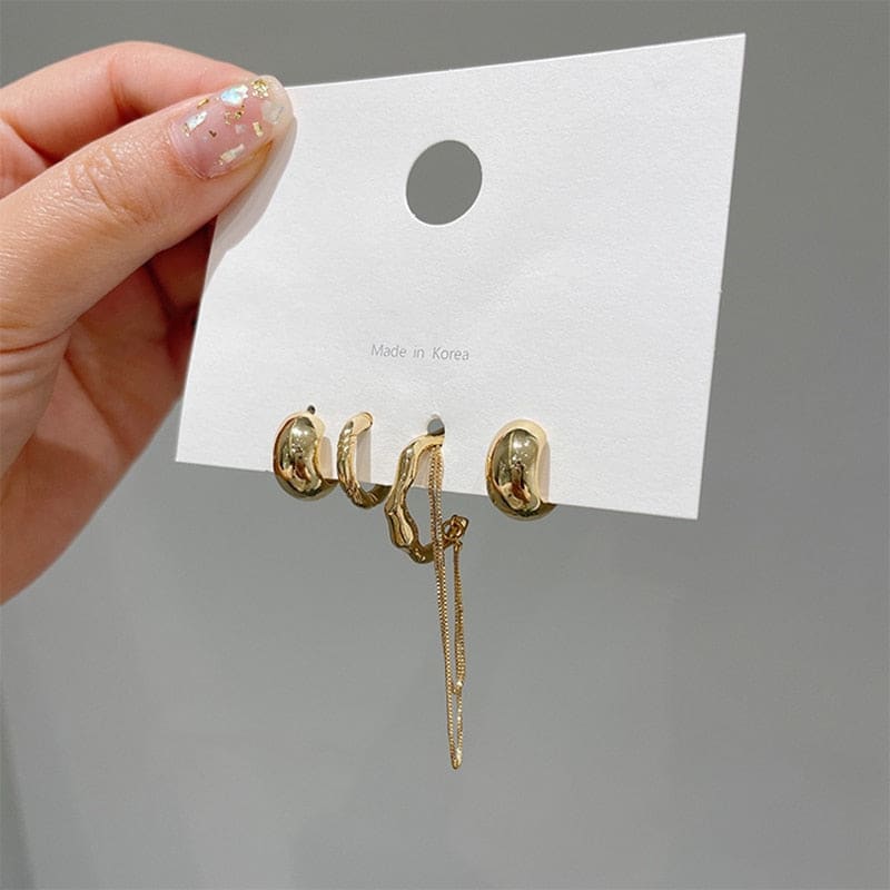 Boucle d’oreille chaine ensemble de 4