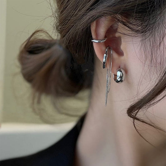 Boucle d’oreille chaine ensemble de 4 - Argent