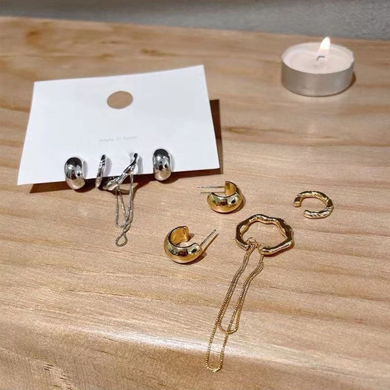 Boucle d’oreille chaine ensemble de 4