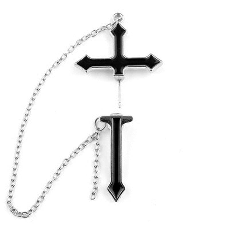 Boucle d’oreille chaine gothique
