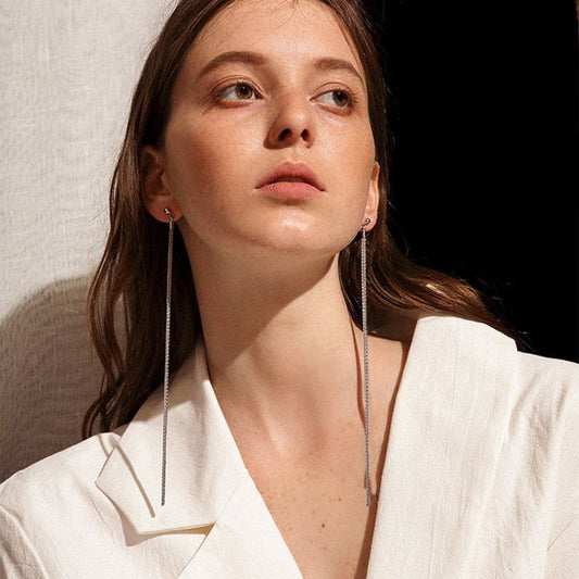 Boucle d’oreille chaine longue - Argent