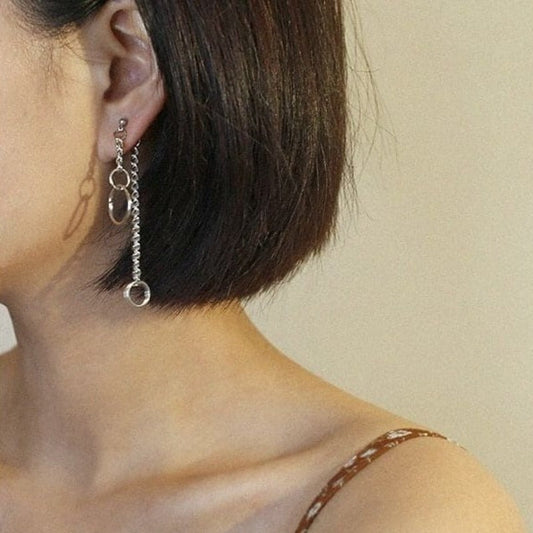 Boucle d’oreille chaine pendante avec anneau